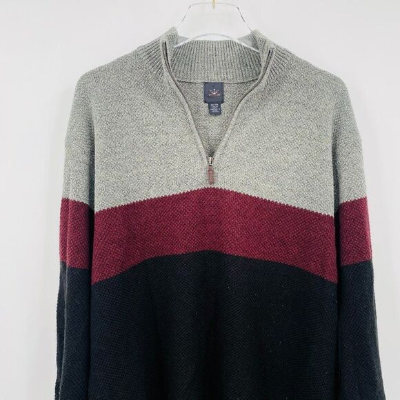 Dockers Mens Size XXL 2XL Black Gray Color Block 1/4 Zip Pullover Sweater - Picture 2 of 8